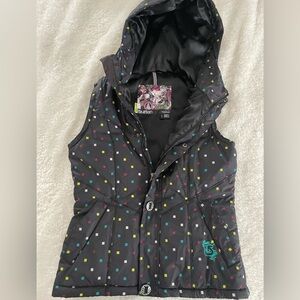 Burton Black Vest with Multicolor Square Pattern
